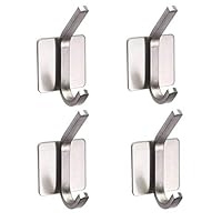 Adhesive Hooks Heavy Duty Wall Hooks Towel Hanger Stainless Steel Waterproof Utility Hooks Hanger for Coat Key Hat Bag - Bathroom Kitchen Home(4 Packs)