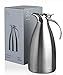Stainless Steel Coffee Carafe - Insulated Thermal Carafe - 68 oz Thermos Pot for Coffee Tea or Hot Water - Insulated Double Walled Vacuum Dispenser with Free Bottle Brush & Milk Pitcher [3 Piece Set]