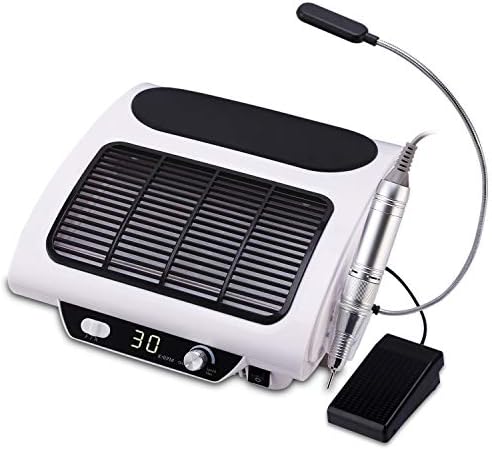 3 in 1 Nail Dust Collector, Nail Drill Machine, AZ GOGO 30000RPM Professional Salon Electric E File Nail Drill with LED Lamp and Nail Drill Bits for Acrylic Gel Nails,Manicure,Nail Jewelry,Calluses