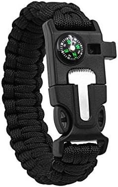 VANSU Survival Paracord Bracelets for Outdoor Adventure First Aid Embedded Compass Fire Starter Knife Whistle Emergency Survival Bracelet Gear Kit