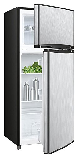 Avanti RA45B3S 4.5 Cu. Ft. Two Door Deluxe Refridgerator with Freezer, Stainless Steel Front and Black Sides