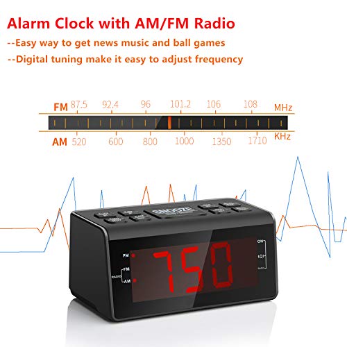 Jingsense Digital Alarm Clock Radio with AM/FM Radio, 1.2” Big Digits