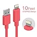 Cambond iPhone Cable 10ft, Apple Certified 8 Pin Stepped Extra Long Durable Lightning iPhone X 8 8 Plus 7 7 Plus 6 6s 6s Plus 5 5s SE Cord (Peach 10 ft)