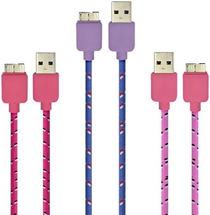 Gonezon 3 Pack Color 3M Nylon Braided Durable Universal USB 3.0 Micro USB Charging/Sync Data Cable + Dolphin Decorate Strap For Samsung Galaxy Note 3 N9000/N9005 Galaxy S5 Nokia Lumia 2520 Tablet /Tab Pro 12.2 - purple Pink Hot Pink