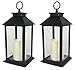 BANBERRY DESIGNS Black Decorative LED Lantern - LED Flickering Flameless Pillar Candle with 5 Hour Timer Included - Indoor/Outdoor Lantern - Set of 2-13