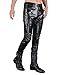 Idopy Men`s Rock Punk Hip Hop Faux Leather Motocycle Pants (34W x 42L, 149# Black)