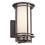 Kichler Lighting 49344AZ Pacific Edge 1-Light Exterior Wall Mount, Architectural Bronze Finish with Satin Etched Cased Opal Glass