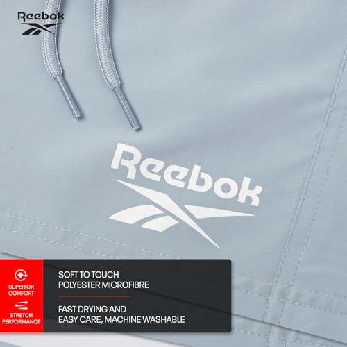 Reebok Mens Reebok Swim Trunks In Black, Polyester Quick Dry Shorts Swim Shorts for Men