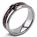 King Will 8mm Tungsten Carbide Red Black Carbon Fiber Inlay Men's Ring Wedding Band