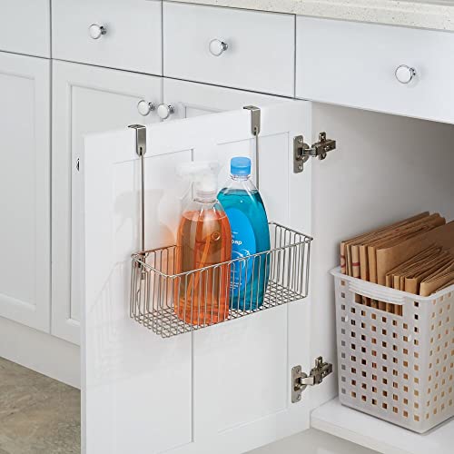 mDesign Metal Over Cabinet Bathroom Storage Organizer Holder or Basket ...
