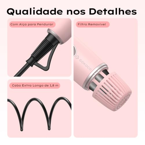 GOKOCO Secador de Cabelo Dobrável de Alta Velocidade,Bivolt,GD045 Motor Brushless 110.000 RPM,Íons Negativos,4 Temperaturas,3 Velocidades,com Difusor e Bicos Modeladores para Viagem,Ouro