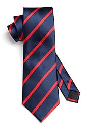 HISDERN Plaid Tie Handkerchief Woven Classic Stripe
