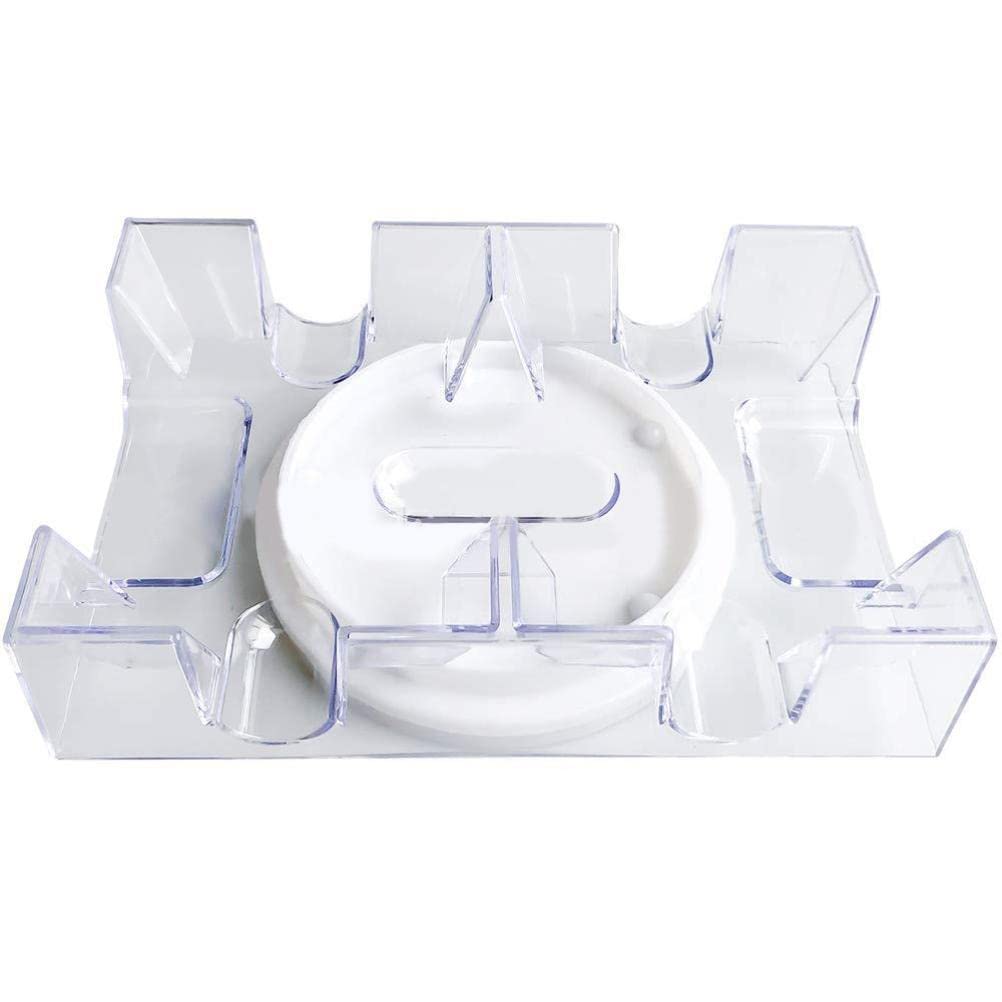 Kuashidai 2/6 Deck Transparent Poker Card Box Rotating Card Tray 360 Degree Swivel Card Holder Casino Party Board Game Props Compatible for Canasta