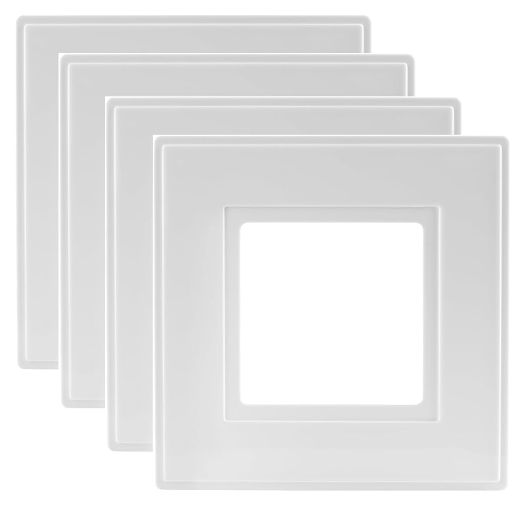 rhinocables Finger Plate Surround for Single Light Switch faceplate or Electrical Plug Socket White Plastic (4)