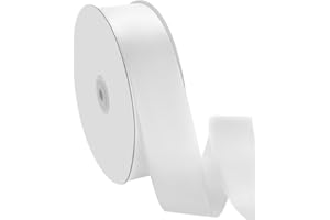 Quhora 1-1/2" x 100 Yards Satin Ribbon - Wide Silk White Ribbon with Spool - Ideal for Gift Wrapping, Floral Bouquets, Crafts, Wedding Party Decorations, Christmas and Sewing Projects