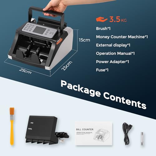 Bonvoisin Banknote Counter, Money Counter Counting the Value of Classified Banknotes, with UV/MG/IR/DD Counterfeit Detection, 1000 pieces/min (No mixed amounts)