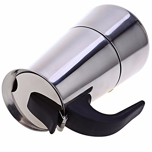 Stainless Steel Moka Coffee Maker Mocha Espresso Latte Stovetop Filter Coffee Pot Percolator Tools Easy Clean for Home Office (100ML) - Thumbnail 6