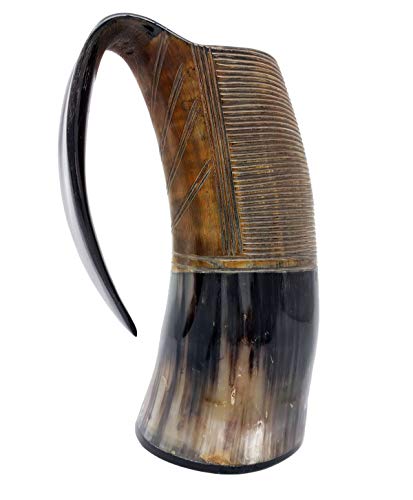 AleHorn the Original Handcrafted Authentic Viking Drinking Horn Tankard for Beer Mead Ale 100 Genuine Medieval Inspired Stein Mug Food Safe Vessel with Handle XXL Burnt - Thumbnail 2