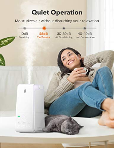 4L Quiet Humidifiers for Large Room,Ultrasonic Cool Mist Humidifiers with Humidistat,Plants humidifier indoor,Easy Use,LED Display,Sleep Mode,Large Room Humidifiers for Bedroom/Home, White