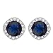 EVER FAITH 925 Sterling Silver Cubic Zirconia Elegant Cushion Cut Halo Stud Earrings Blue