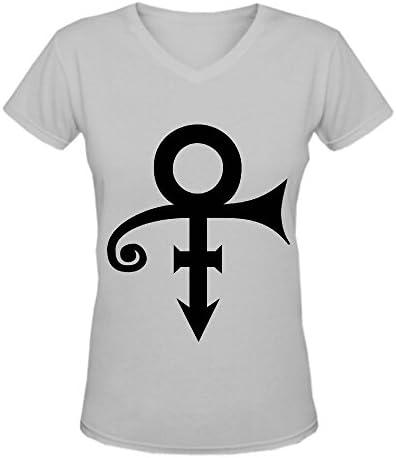 Prince logoThe unpronounceable symbol V Neck T Shirts Women Grey