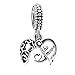 925 Sterling Silver I Love You to The Moon & Back Heart Dangle Openwork Charms Bead for Pandora Bracelets