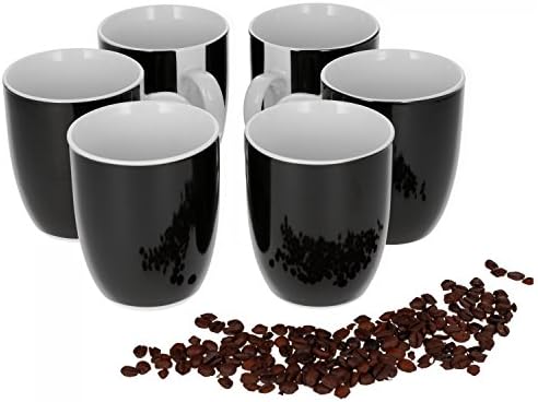 Van Well set of 6 porcelain coffee mugs, from the Vario series, in assorted colours Black