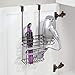 mDesign Metal Bathroom 2 Section Storage Tool Organizer Basket Tray - Hang Over Cabinet Door - Storage for Hair Dryer, Straightener, Curling Iron, Styling Products - Concerto Collection - Bronze