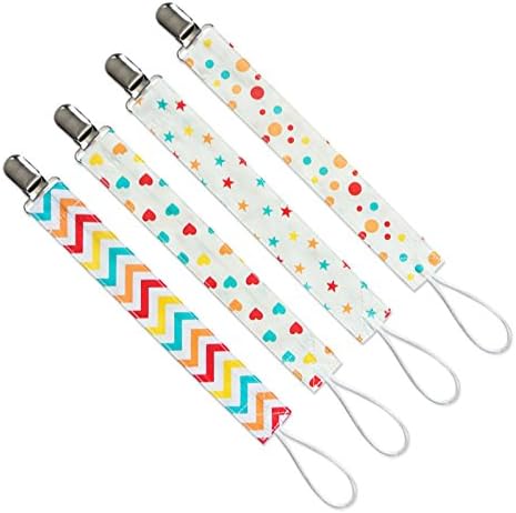 Dummy Clip, Kaoriatoty 4-Pack Unisex Pacifier Holder, Premium Quality Universal Dummy Holder, Non-toxic Pacifier Clip Strap, Washable Soother Holder