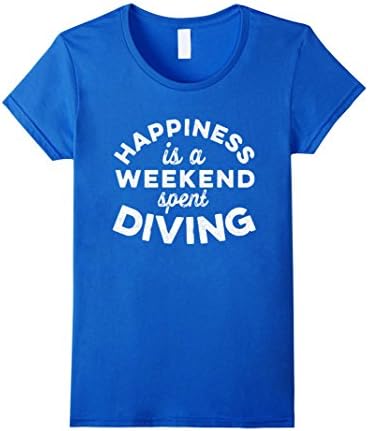 Women's Happiness is a Weekend Spent Diving TShirt Medium Royal Blue