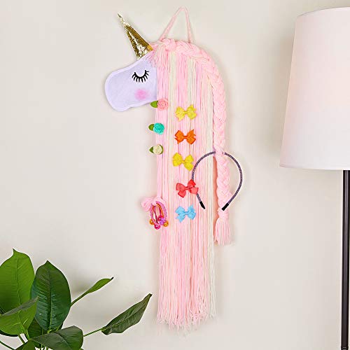 Beinou Unicorn Hair Clips Holder Hot Pink Yarn Tassels Hair Bows Storage Shy Unicorn Face Headband Organizer Unicorn Theme Party Decorations - Thumbnail 2