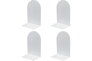 MerryNine Metal Book Ends, 4 Pack White Bookends for Shelves, Book Holder for Heavy Books, Book End for Kids Books, Decoration Bookend for Home Office