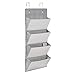 mDesign Soft Fabric Wall Mount/Over Door Hanging Storage Organizer - 4 Large Cascading Pockets - Holds Office Supplies, Planners, File Folders, Notebooks - Chevron Zig-Zag Print - Gray/Cream