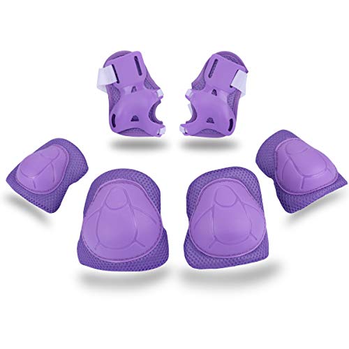 Bosoner Kids/Youth Knee Pad Elbow Pads Guards Protective Gear Set for Rollerblade Roller Skates Cycling BMX Bike Skateboard Inline Skatings Scooter Riding Sports (Purple)