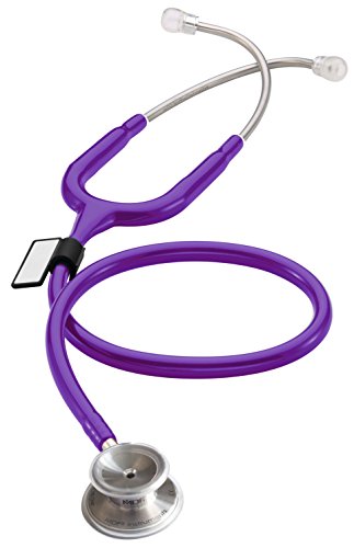 MDF Instruments, MD One Stainless Steel Stethoscope, Adult, Purple Tube, Silver Chestpieces-Headset, MDF77708