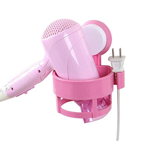 SEXYP Bathroom Blow Hair Dryer Stand Flat Holder Wall Mounted Holder Rack Sucker (Hot Pink)