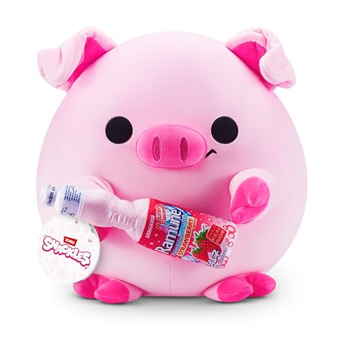 Snackles Licensed Series 3 14-inch Plush Piggy with Sangaria Strawberry Ramune (ANNA) by ZURU, Plush with License Snack Brand Accessory