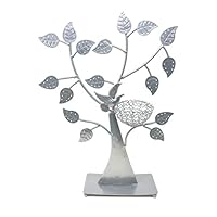 Bejeweled DisplayBird Nest Jewelry Tree Earring Holder~Bracelet Stand~Necklace Organizer Jewelry Display (Antique Silver)