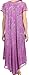 Sakkas 16800 - Sayli Long Tie Dye Cap Sleeve Embroidered Wide Neck Caftan Dress / Cover Up - Purple - OS