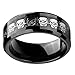 8mm Infinity Black Tungsten Wedding Ring Silver Skull Inlay Statement Engagement Jewellery Size 9