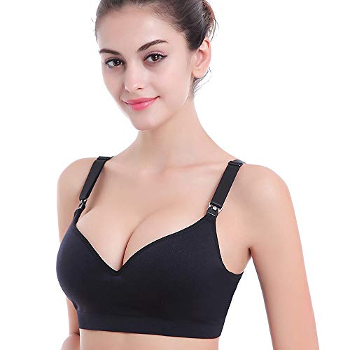 Bravetoshop Women's Lightly Padded Wireless Racerback Removable Maternity Nursing Bra Maternity Sleep Bra(Black,S)