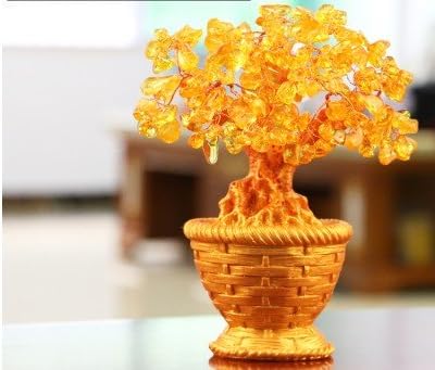 Holiday gifts natural citrine quartz crystal gem money tree in for wealth money bay