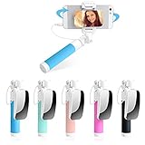 Mini Selfie Stick Extendable Monopod With Mirror For IPhone 6s 6 Plus 5s 5 Android Samsung Galaxy S7 Edge/S4 Smart Phones(Blue)