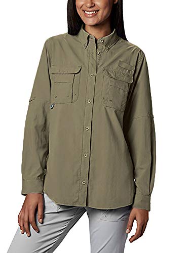 Women's Stretch Quick Dry UPF50+ Long Sleeve Shirt Hiking, Travel, Camping Khaki Tag US M