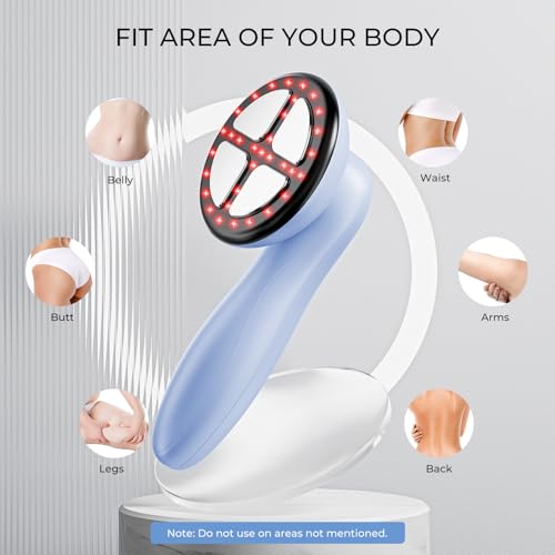 4-in-1 Cellulite Massager Tool - Body Sculpting Machine with Heating, Reduce Stretch Marks & Skin Tightening, Cellulite Remover for Legs, Belly, Waist, Arms, Buttocks, Wireless & Lightweight (Blue)