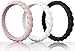 Made for Her Stackable Silicone Wedding Ring for Gym Sports Outdoor Women - Thin & Durable Pack of 3