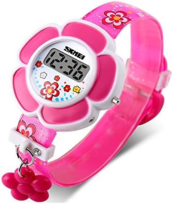 Kids Girls Flower Shape Watch GRyiyi Novelty Cartoon Silicone Digital Wrist Watch for Girls. (Pink)