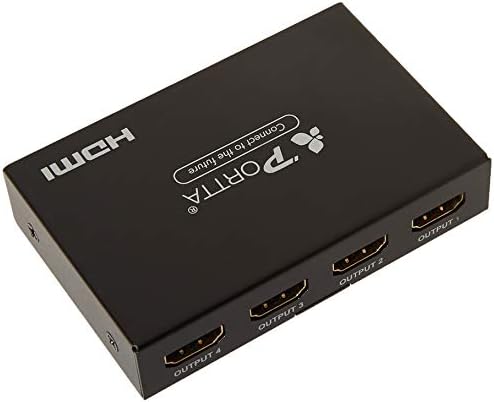 Portta Premium HDMI Splitter 1X4 v2.0 with HDCP Key 4Kx2K@60Hz with EDID Control - 18Gbps - HDMI 2.0 - HDCP 2.2 Support 3D