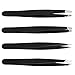 Tweezers Set 4-Piece Professional Stainless Steel Tweezers Great Precision for Facial Hair, Ingrown Hair, Splinter, Blackhead and Tick Remover Best Precision Eyebrow and Splinter Ingrown Hair Remova