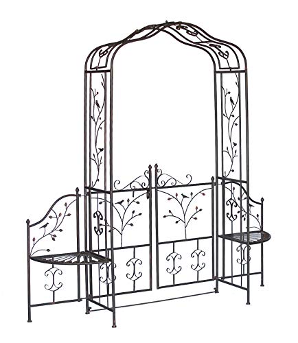 DanDiBo Rosenbogen mit Tür Metall 18602 Torbogen Gartentor Eisen Rankhilfe Rankgitter Rundbogen Tür – Bild 3